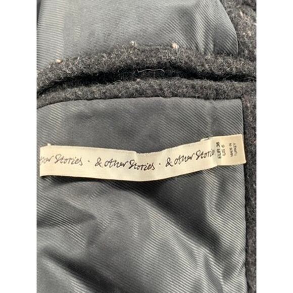 & OTHER STORIES Women’s Black Wool-Blend Asymmetrical Coat SZ 6 - Picture 9 of 11